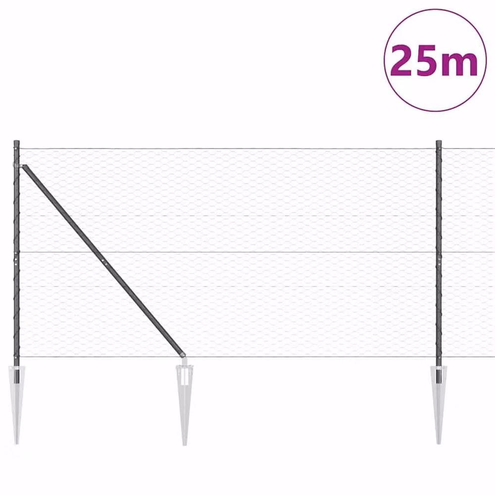Berkfield Home Grey Metal Fencing Set of 2, Length: 25 m – 3