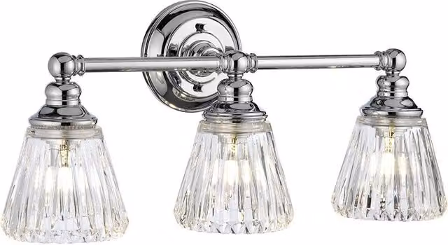 Netlighting Keynes 3 Light Wall Light in Polished Chrome and Grey with Transparent Glass, IP44 Rated