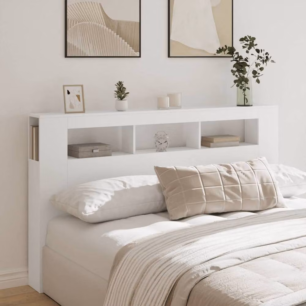 Berkfield Home LED Headboard in White, W/D/H: 180 x 18.5 x 103.5 cm – 3