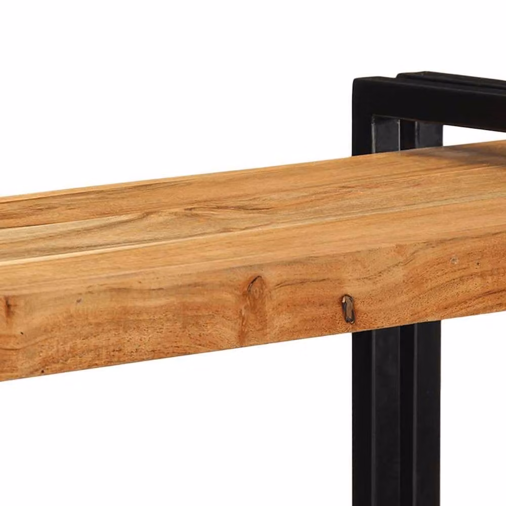 Berkfield Home Wall Mounted Acacia Wood Shelf in Brown, W/D/H: 90 x 33 x 45 cm – 5