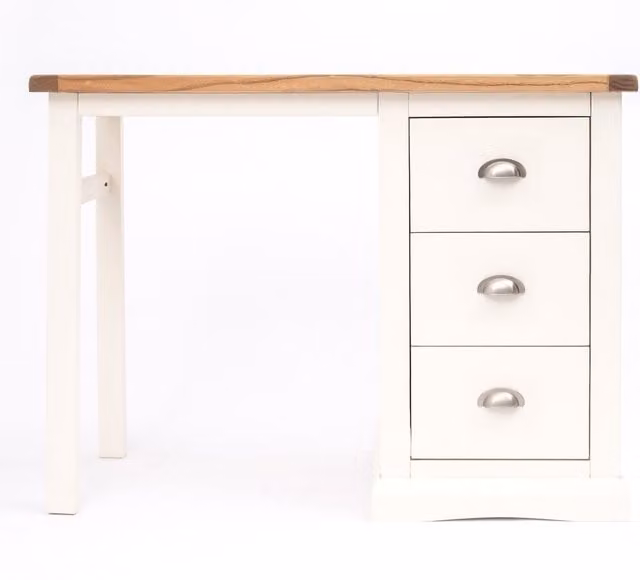 Cabinet Bits Cosenza 3 Drawer Dressing Table in Off-White with Chrome Cup Handles