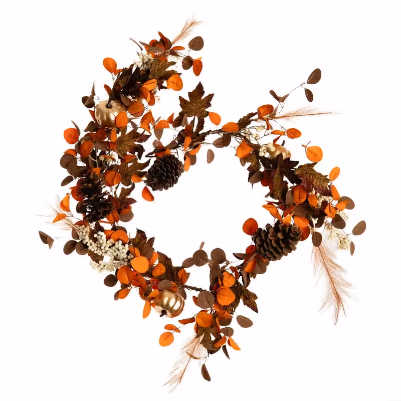Scottish Everlastings Ltd Autumn Floral Garland in Brown, Gold, White and Orange – 3
