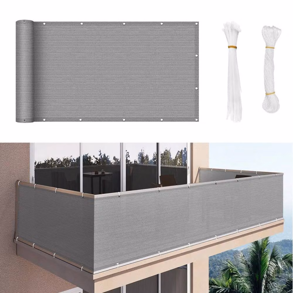 SPETLEK Grey Garden Privacy Screen Fence Cover and Balcony Cover, 0.6m2 – 2