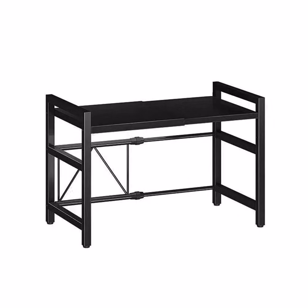 SPETLEK 2-Tier Expandable Microwave Oven Rack Stand in Black – 3