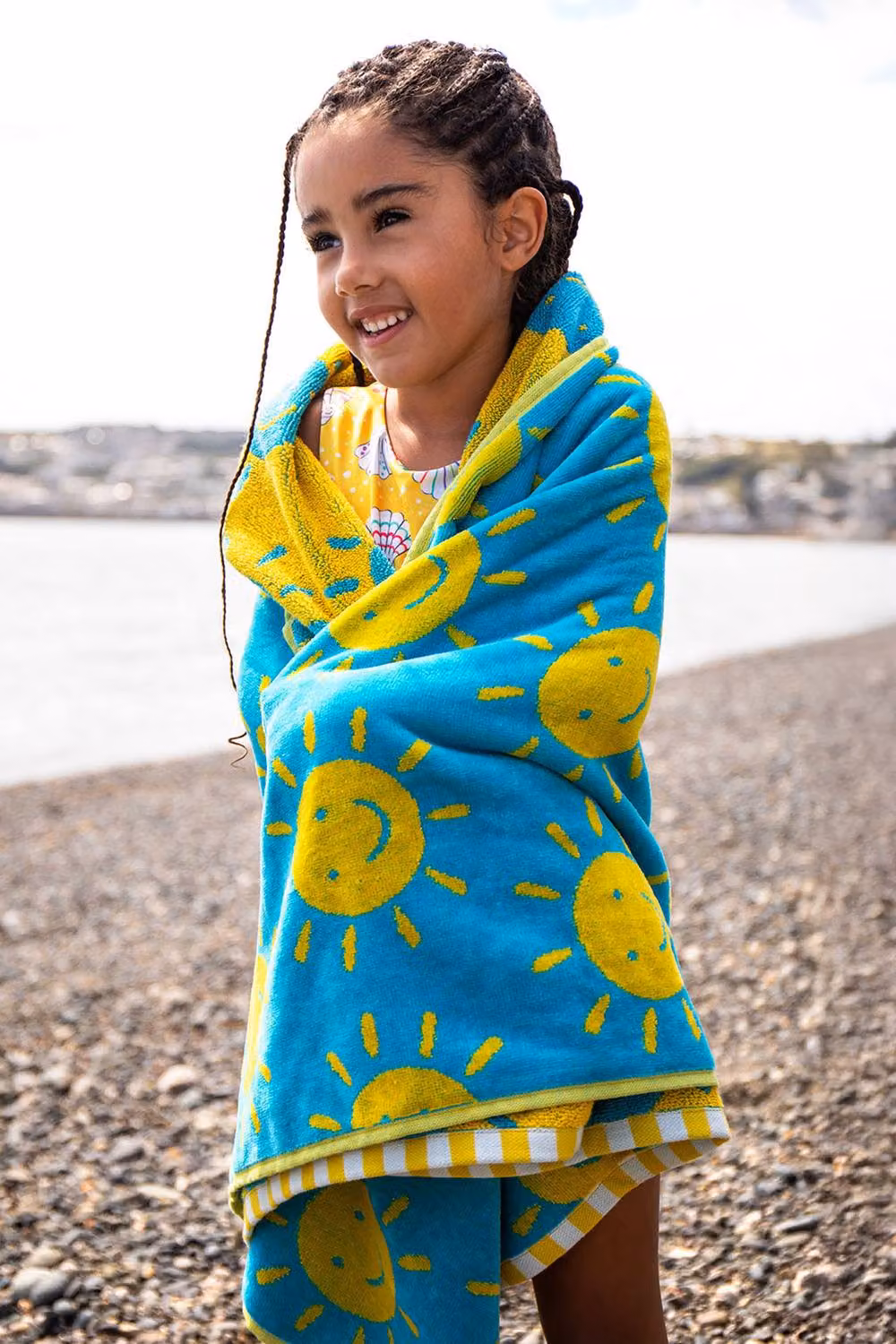 Frugi Lagoon Blue Fluffy Cotton Terry Graphic Towel – 2