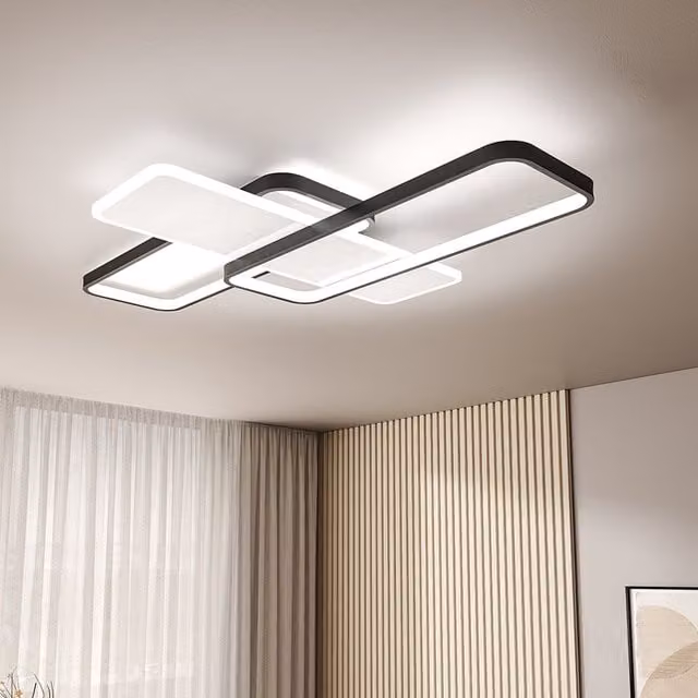 Livingandhome Modern Rectangular LED Ceiling Light, White and Black, 83W