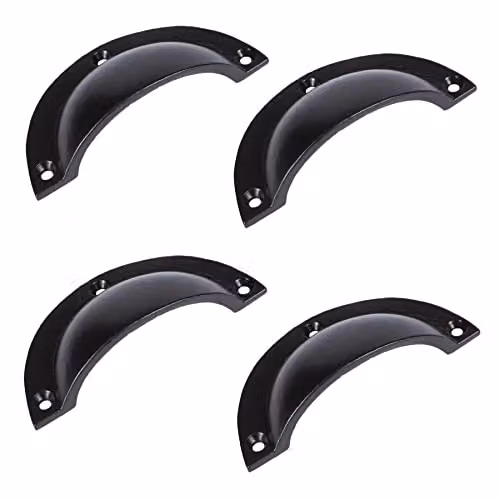 Hammer and Tongs Matt Black Iron Curved Cabinet Drawer Pulls, Pack of 4, W: 9.5 cm, H: 4.6 cm – 2