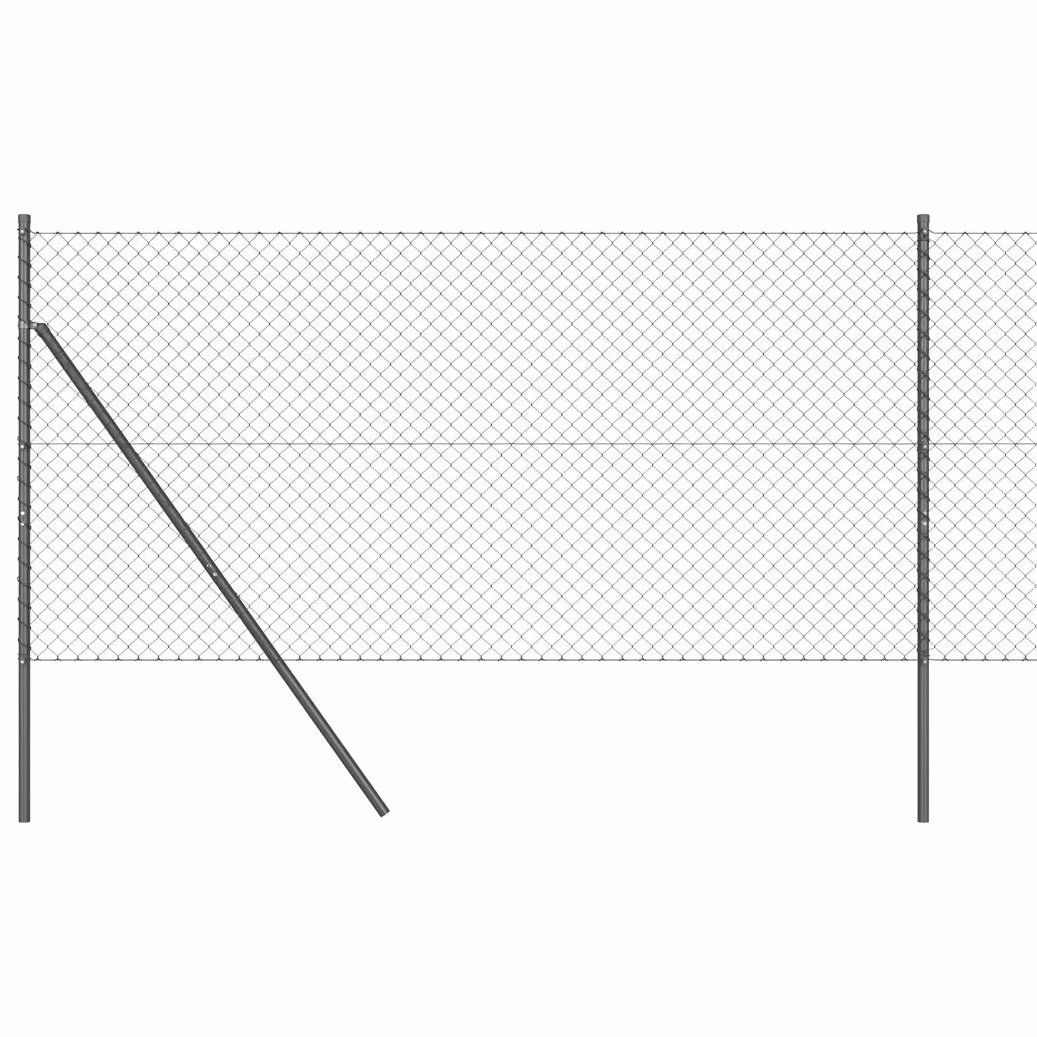 Berkfield Home Grey Galvanised Steel Chain Link Fence with 13 Round In-ground Posts, 1 x 25 m – 2