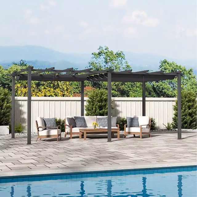 Lifeideas Modern Aluminium Garden Pergola in Matt Black, 600cm