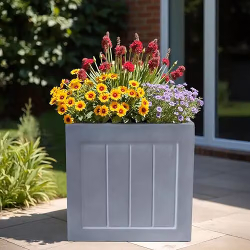 IDEALIST Large Square Planter in Grey Reinforced Stone, 45 cm – 9