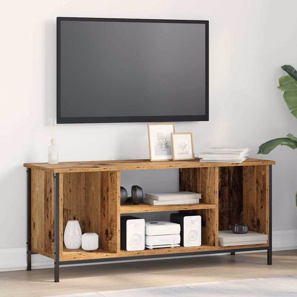 Berkfield Home Modern Entertainment Centre in Brown, MDF and Metal – 2