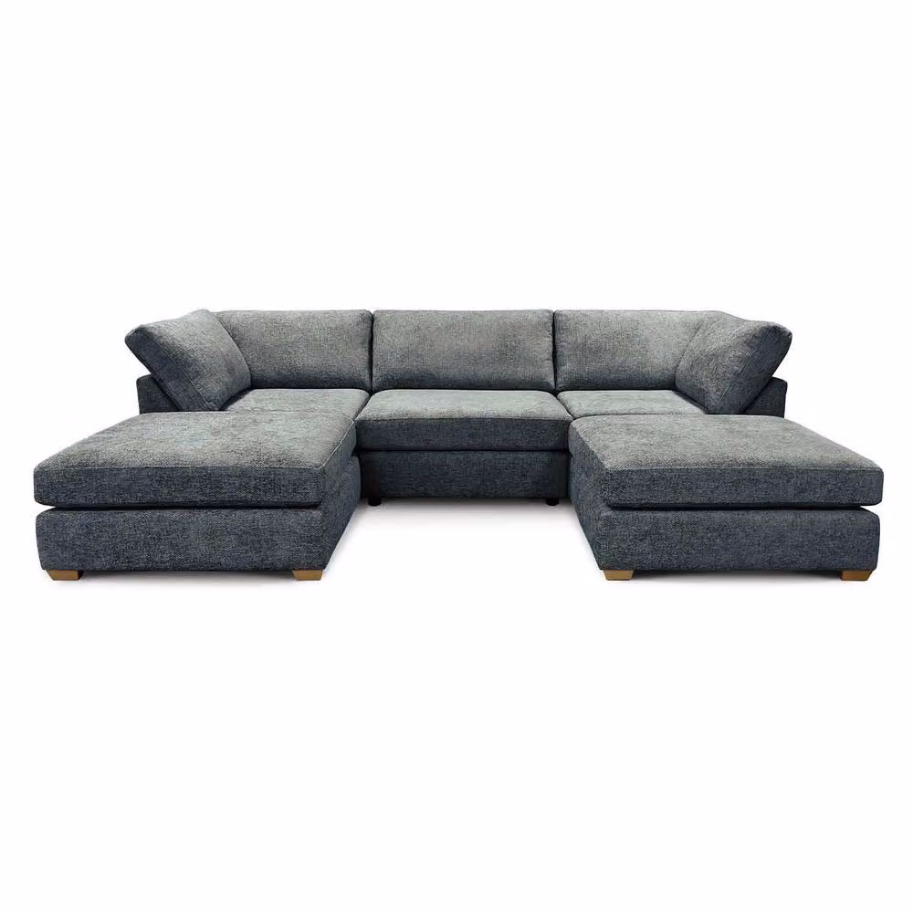 Furnishings For Less UK Kenzo U-Shaped 4-5 Seater Chenille Fabric Sofa in Navy Blue – 4