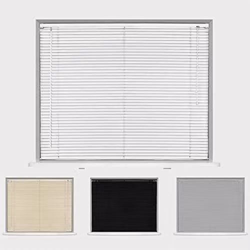 Caecus White PVC Venetian Blinds, Width: 210 cm, Drop: 150 cm