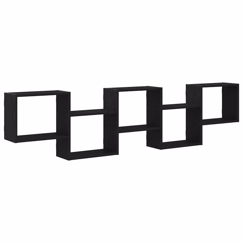 Berkfield Home Wall Mounted 5 Compartment Cube Shelf in Black Matt MDF – 2