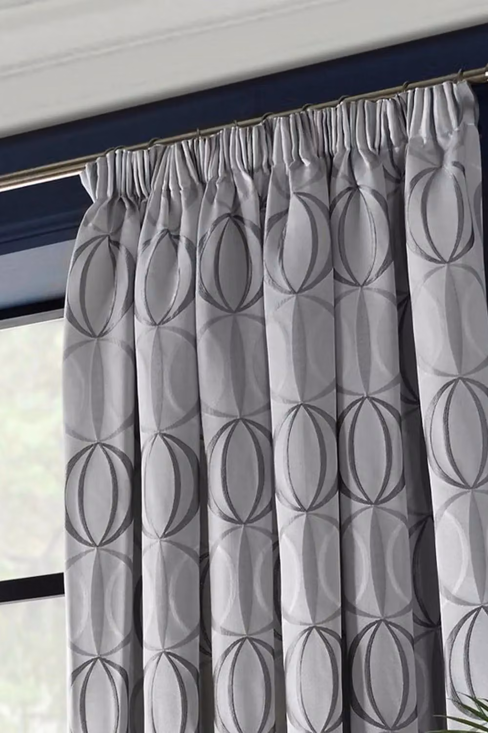 Alan Symonds Omega Silver Floral Jacquard Lined Pencil Pleat Curtains, W: 229 cm, D: 274 cm – 3