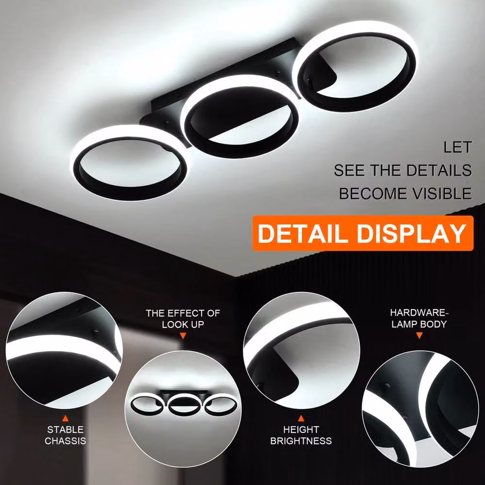 FLAVORA Modern Dimmable LED Ring Flush Ceiling Light in Black and Multicolour – 3