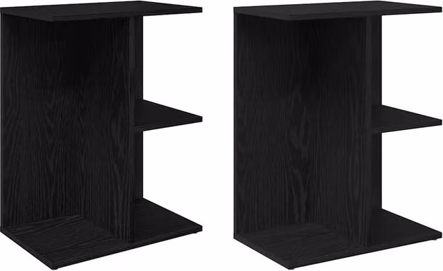 Berkfield Home Set of 2 Modern Black Oak Bedside Tables, W/D/H: 46.5 x 29 x 61 cm