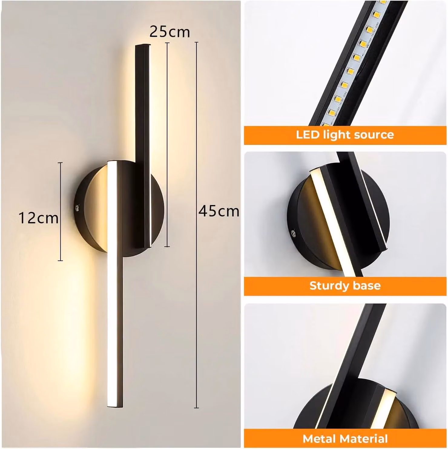 COMELY Black LED Indoor Wall Lights with Warm White 3000K Multi-Tube Design – 2