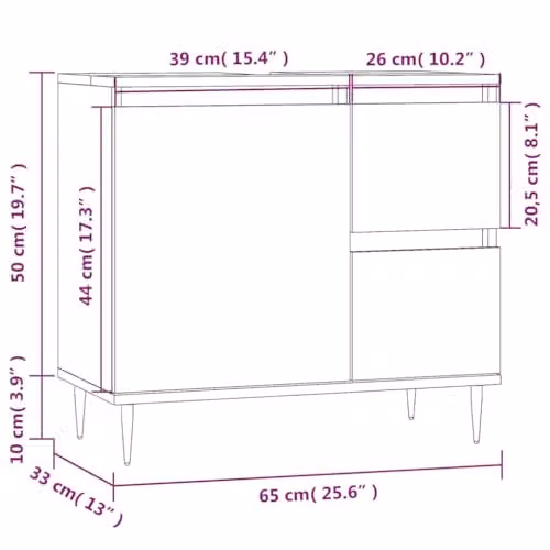vidaXL Bathroom Cabinet in Brown Smoked Oak, W: 65 cm, D: 33 cm, H: 60 cm – 3