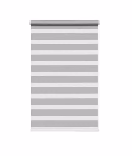 New Edge Blinds Silver and Grey Zebra Day and Night Roller Blind, W: 115 cm, H: 165 cm