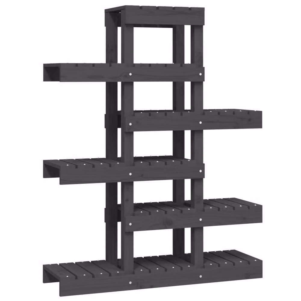 Berkfield Home Grey Solid Pine Wood Plant Stand W/D/H: 85 x 25 x 109.5 cm – 2