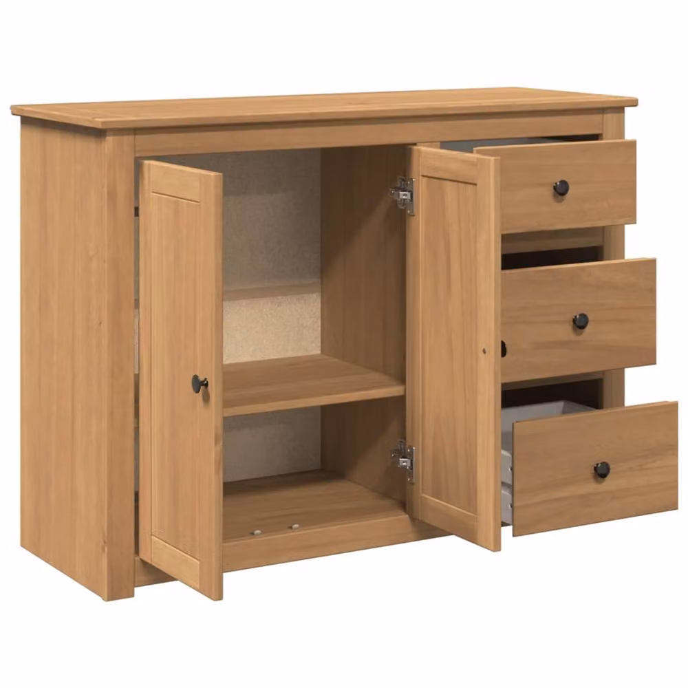 Berkfield Home Panama Sideboard with Drawers in Tan Solid Pine Wood, W/D/H: 112 x 40 x 80 cm – 2