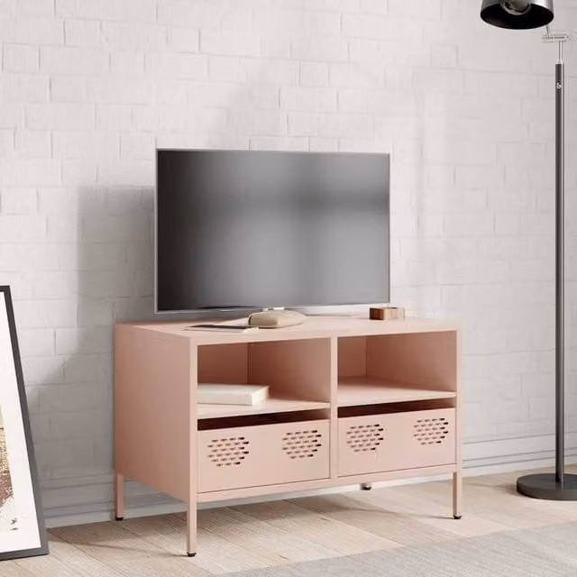 Berkfield Home Modern Pink Metal TV Cabinet, W: 68 cm, D: 39 cm, H: 43.5 cm – 1