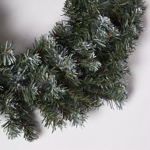 Homescapes Green Round Christmas Hanging Wreath with Leaves, Diameter: 45 cm – 2