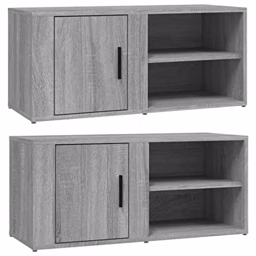 vidaXL Set of 2 Modern TV Cabinets in Grey Sonoma, W/D/H: 80 x 31.5 x 36 cm