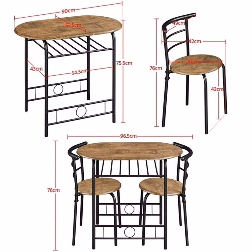 KORVIXA Modern 3 Piece Round Dining Room Table and Chairs Set in Brown – 2
