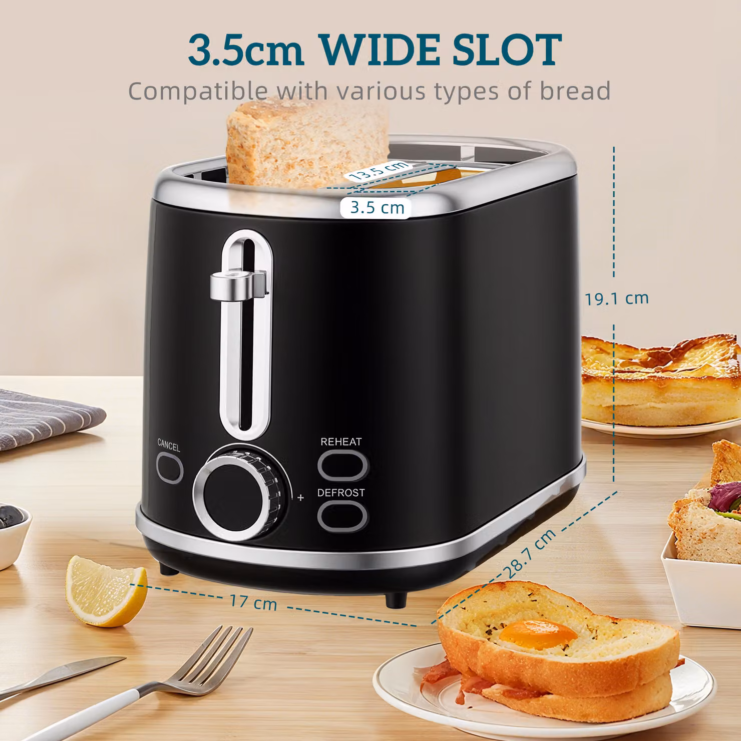 HOMCOM Polished Retro Kettle and Toaster Set in Black with PID Control and Keep Warm Function – 3