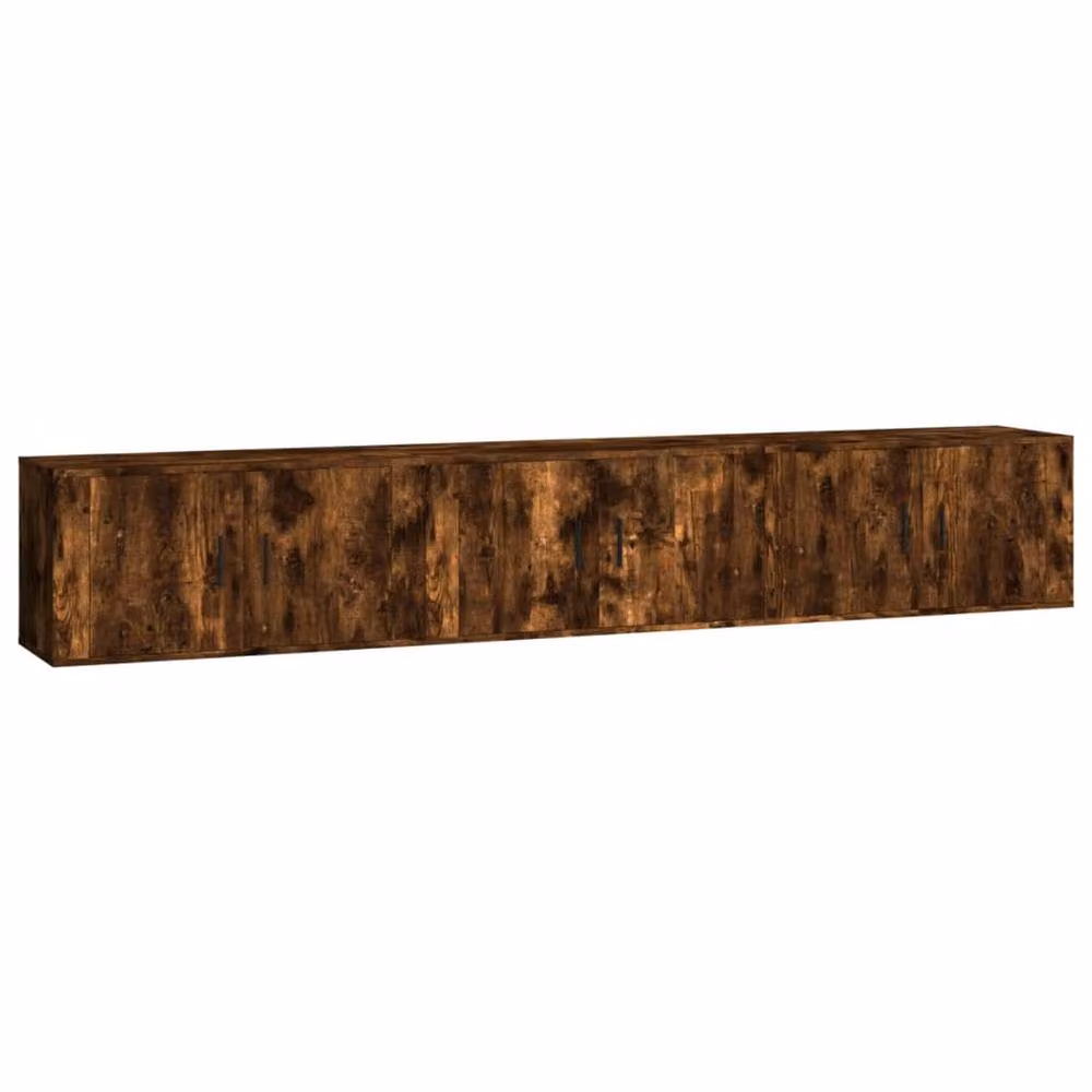 Berkfield Home Classic Wall-Mounted TV Cabinet Set of 3 in Smoked Oak Brown, W: 80 cm, D: 34.5 cm, H: 40 cm – 3