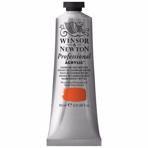 Winsor & Newton Professional Acrylic Colour, Cad Red Med, 60 ml
