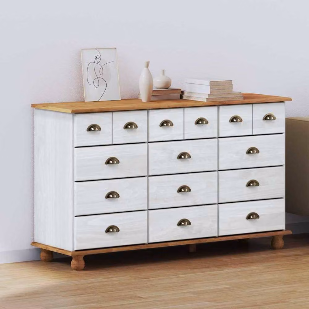 Berkfield Home ASKIM Chest of Drawers in White Solid Wood Pine, W: 79 cm, D: 40 cm, H: 133.5 cm – 2