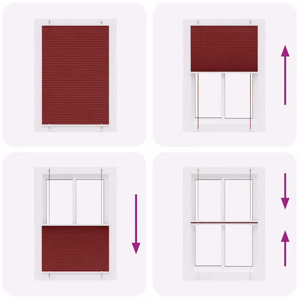 Berkfield Home Single Pleat Corded Blind in Bordeaux Red, W: 100 cm, H: 100 cm – 4