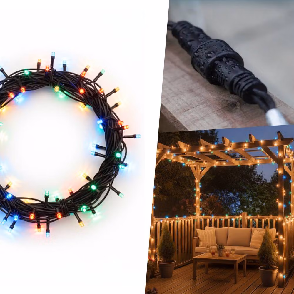 Pegdev RGBY Colour Changing LED String Lights, Multicolour, IP65 Waterproof, Connectable, 5m – 4