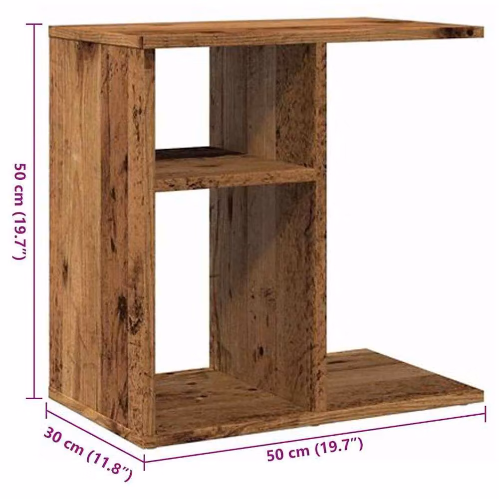 Berkfield Home Side Table in Brown Old Wood, W/D/H: 50 x 30 x 50 cm – 8