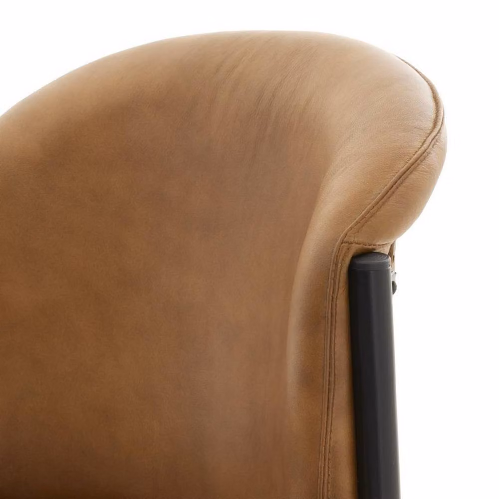 Lemon Pavilion Billy Leather Curved Dining Chair in Brown with Metal Cantilever Base, W51 x D61 x H85 cm – 3