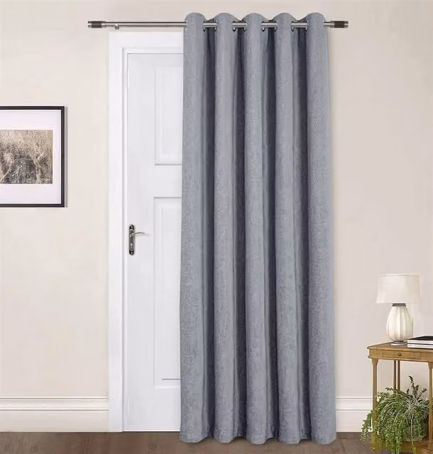 Sundour Amberley Grey Chenille Eyelet Door Curtain, Width: 168 cm, Drop: 214 cm