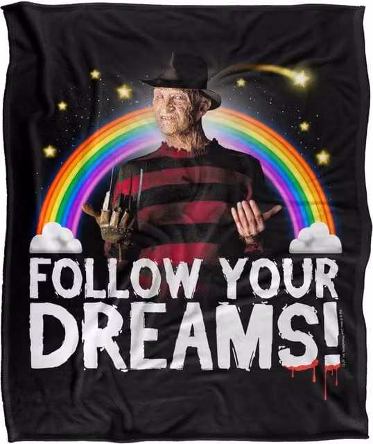 Warner Bros. A Nightmare On Elm Street (1984) Follow Your Dreams Silky Touch Super Blanket, Extra Large, Multicolour and Black – 1