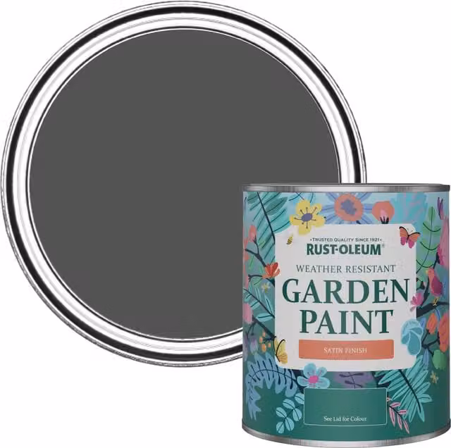 Rust-Oleum Water-Based Garden Paint in Satin Gloss Finish, Anthracite Grey, 0.75 l