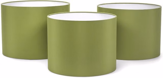 ValueLights Torbery Set of 3 Nesting Cylinder Ceiling Light Shades in Green Fabric