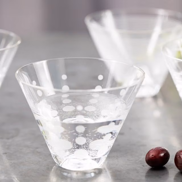 Mikasa Set of 4 Dotted Crystal Cocktail Martini Glasses, 400ml, Yellow and Silver – 1