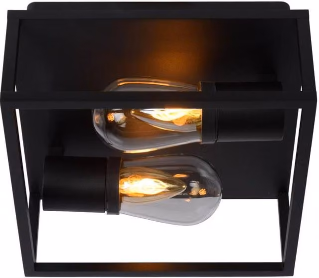 Lucide Carlyn Modern Flush Ceiling Light for Bathrooms, Black, IP54, E14 – 4