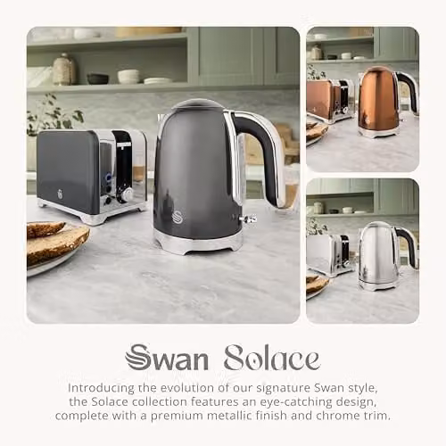 Swan SK19026GRP Solace Cordless Kettle, 1.7 l, 3000W, Stainless Steel with Limescale Filter, Grey – 5