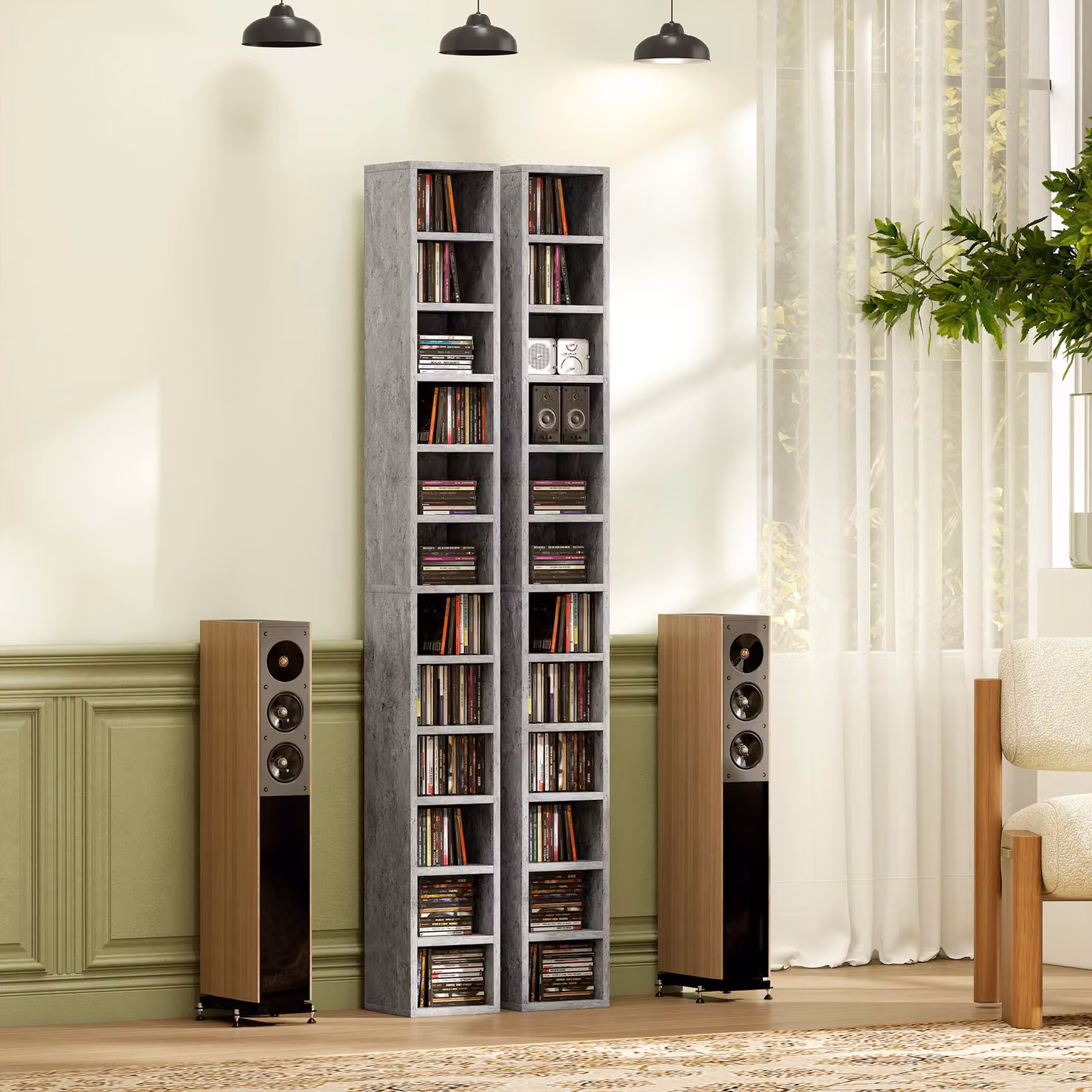 HOMCOM 204 CD Tall Narrow Media Storage Tower in Grey – 7