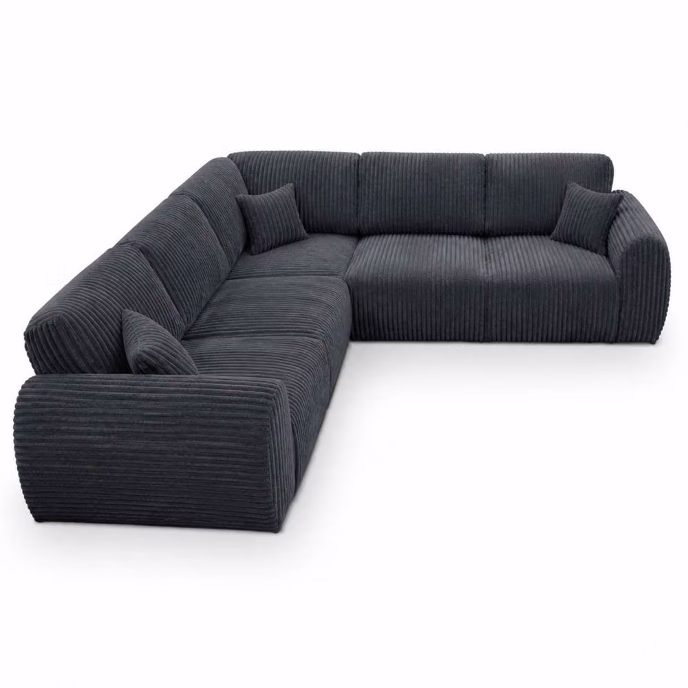 Snug Furniture Birmingham Ltd Sereno Jumbo Cord Large L-Shape Corner Sofa in Charcoal Grey – 2