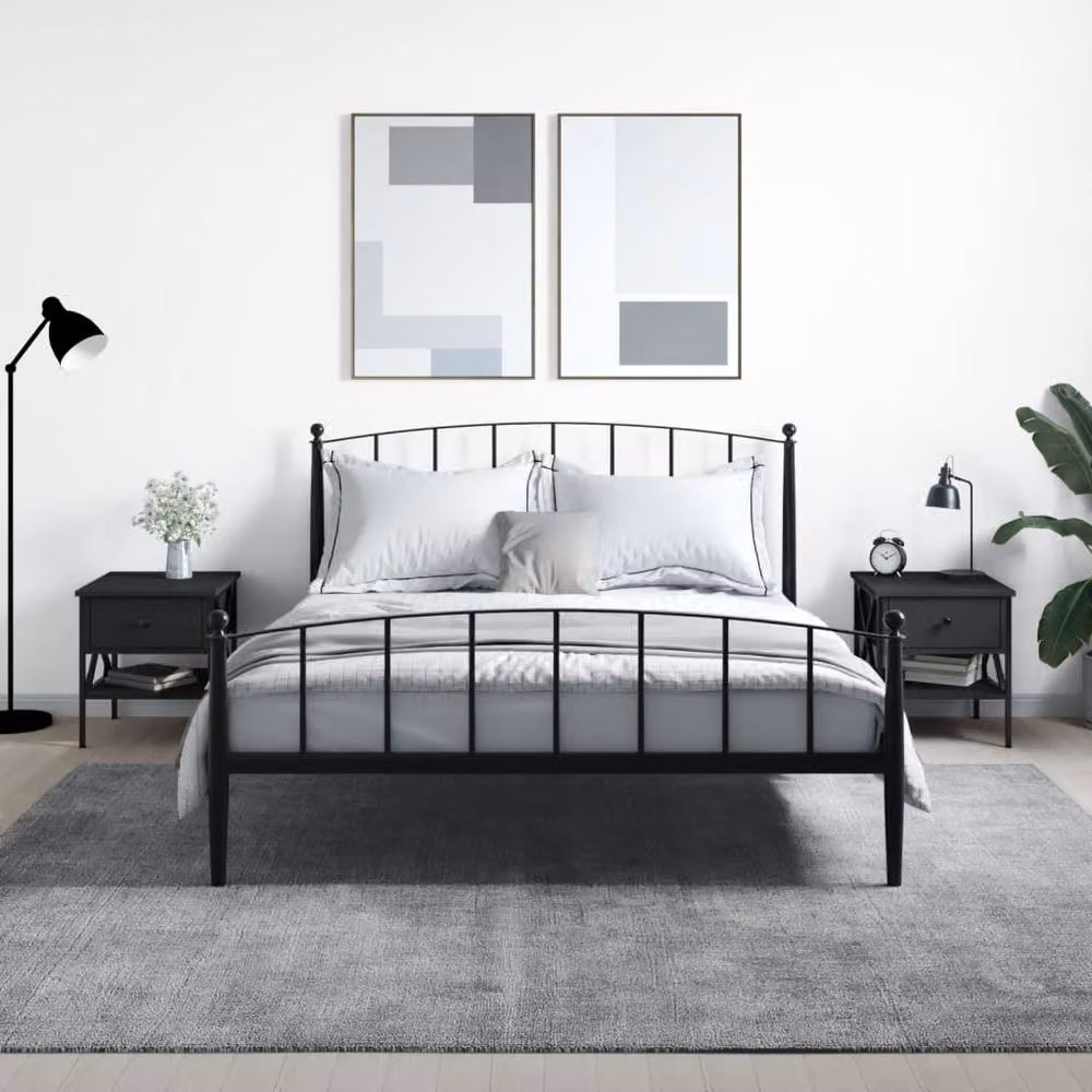 Berkfield Home Set of 2 Black Industrial Bedside Tables, W/D/H: 40 x 42 x 45 cm – 2