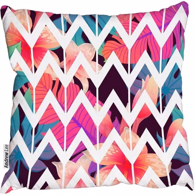 Benjamin Tate Design LTD Exotic Tropical Square Cushion, Pink and Multicolour, W: 60 cm, H: 60 cm