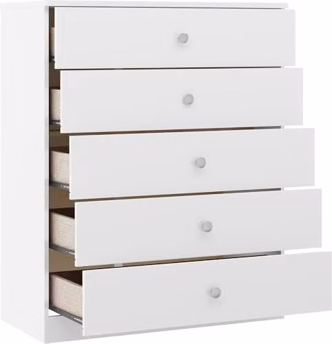 Seconique Denver 5 Drawer Chest in White Gloss, W/D/H: 75 x 36 x 90 cm – 2